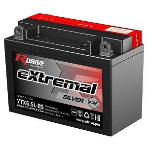 Мотоциклетный аккумулятор RDrive Extremal SILVER YTX6.5L-BS (SL)